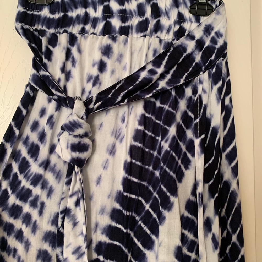 Navy & White Tie-Dye Maxi Skirt